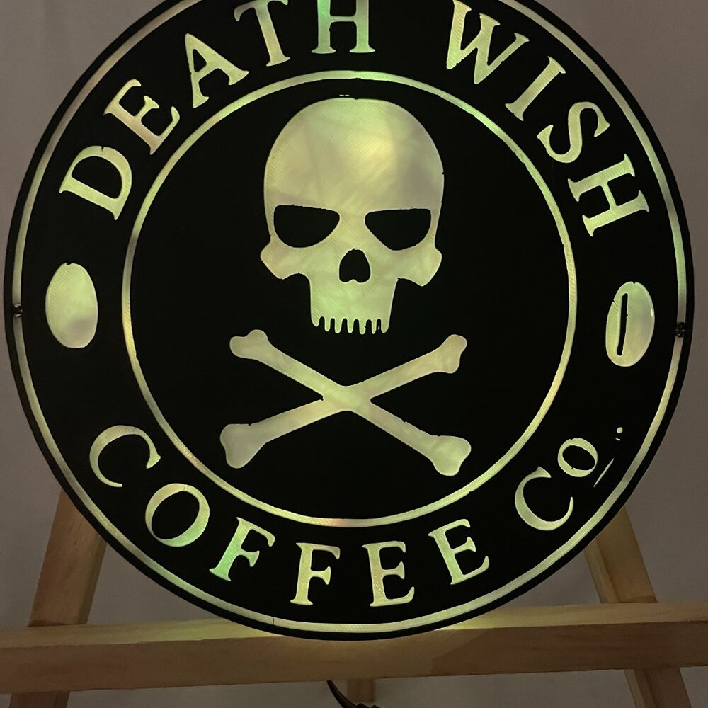 Death Wish Coffee 3D Printed wall Lamp with remote coffee lover edition - Picture 5 of 11